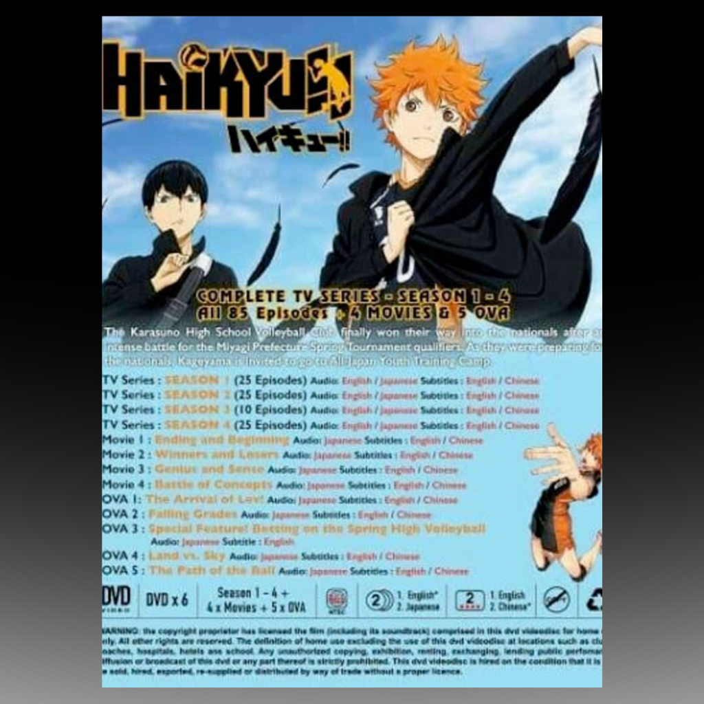 Haikyuu!! Season 1-4 + 4 Movie + OVA English Dubbed
