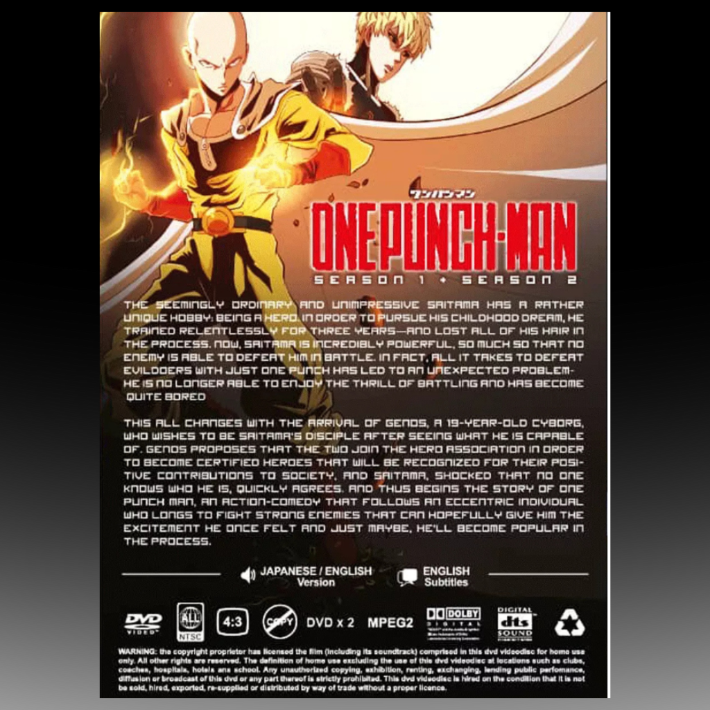 One Punch Man Complete TV Series (Seasons 1-2) English Dubbed