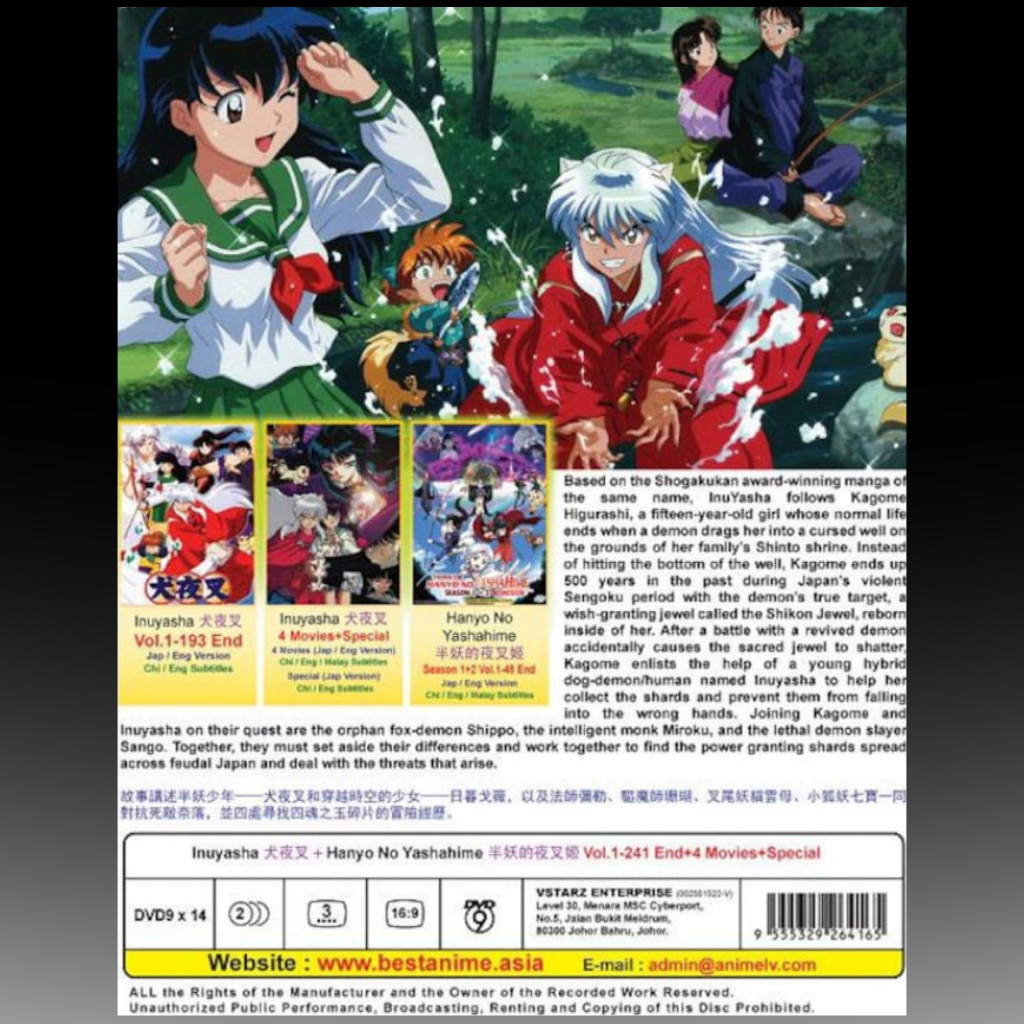 Inuyasha Vol.1-193 End + Hanyo No Yashahime Season 1-2 Vol.1-48 End + 4 Movie + Special English Version