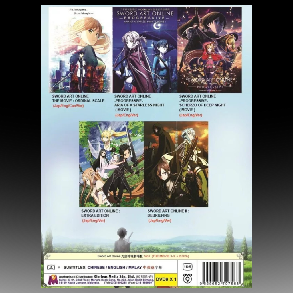 Sword Art Online Movie Collection 5 in 1 (The Movie 1-3 + 2 OVA) DVD English Dub