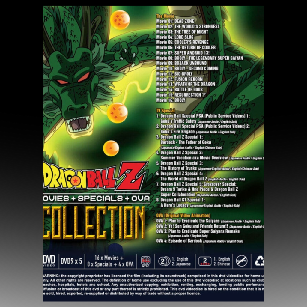 Dragon Ball Z Collection 16 Movies + 8 TV Specials + 4 OVA Japanese