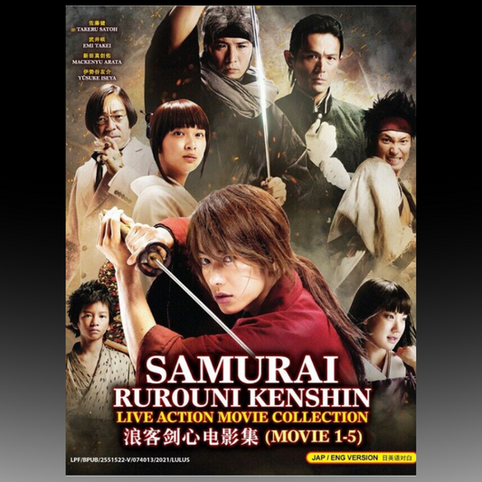 Rurouni Kenshin Live Action Movie 1-5 Collection English Dub