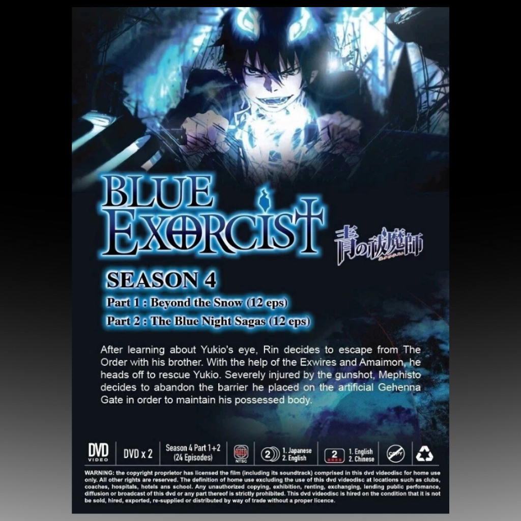 Blue Exorcist Series Season 4 Part 1+2 Anime DVD English Dub