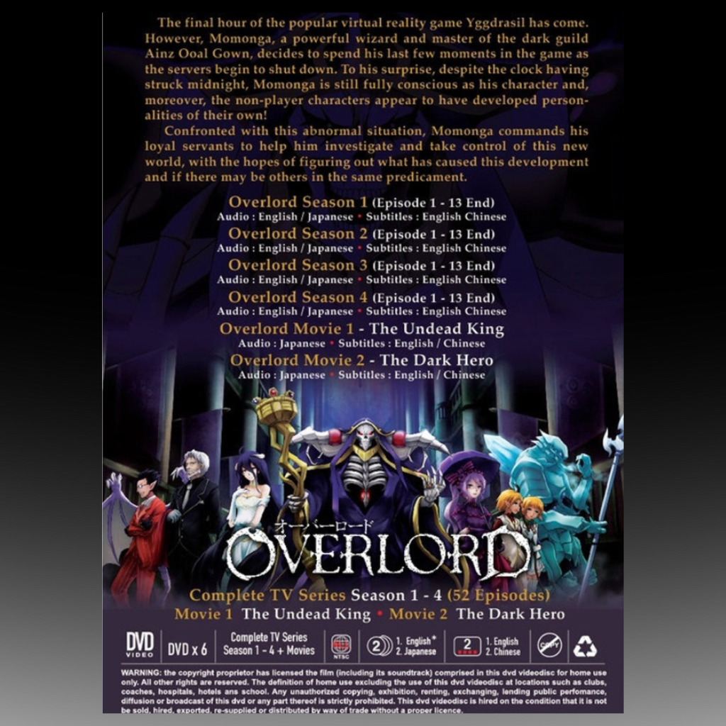 Overlord Season 1 to 4 Volume 1-52 End & 2 Movies English Dub