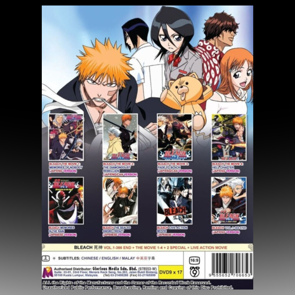 Bleached TV Series Vol.1-366 End + 4 Movie + 2SP + Live Action English Dubbed
