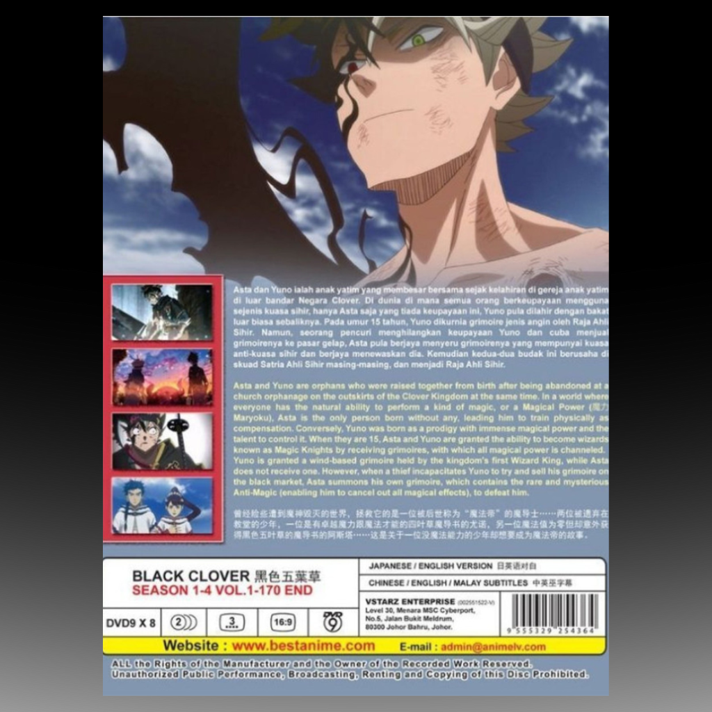 Black Clover Season 1-4 (Volume 1-170 End) Complete Series English Dubbed