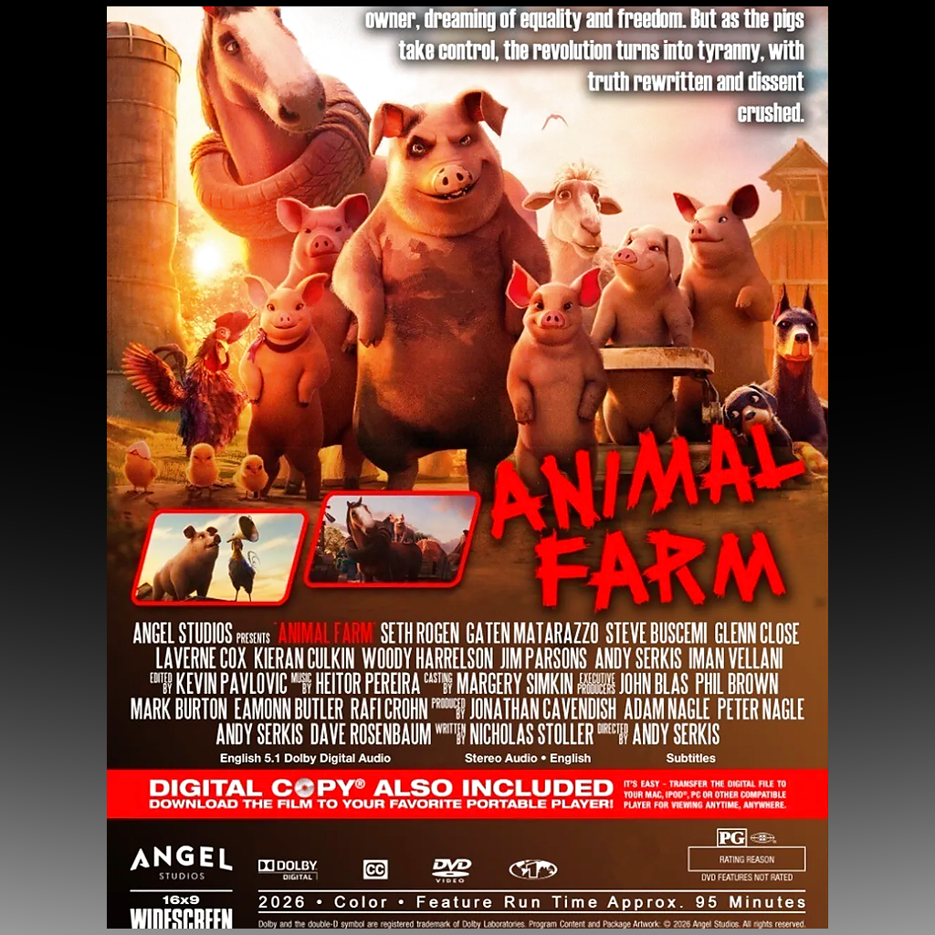 Animal Farm (2026) DVD – Region Free, English Audio & Subtitles back cover